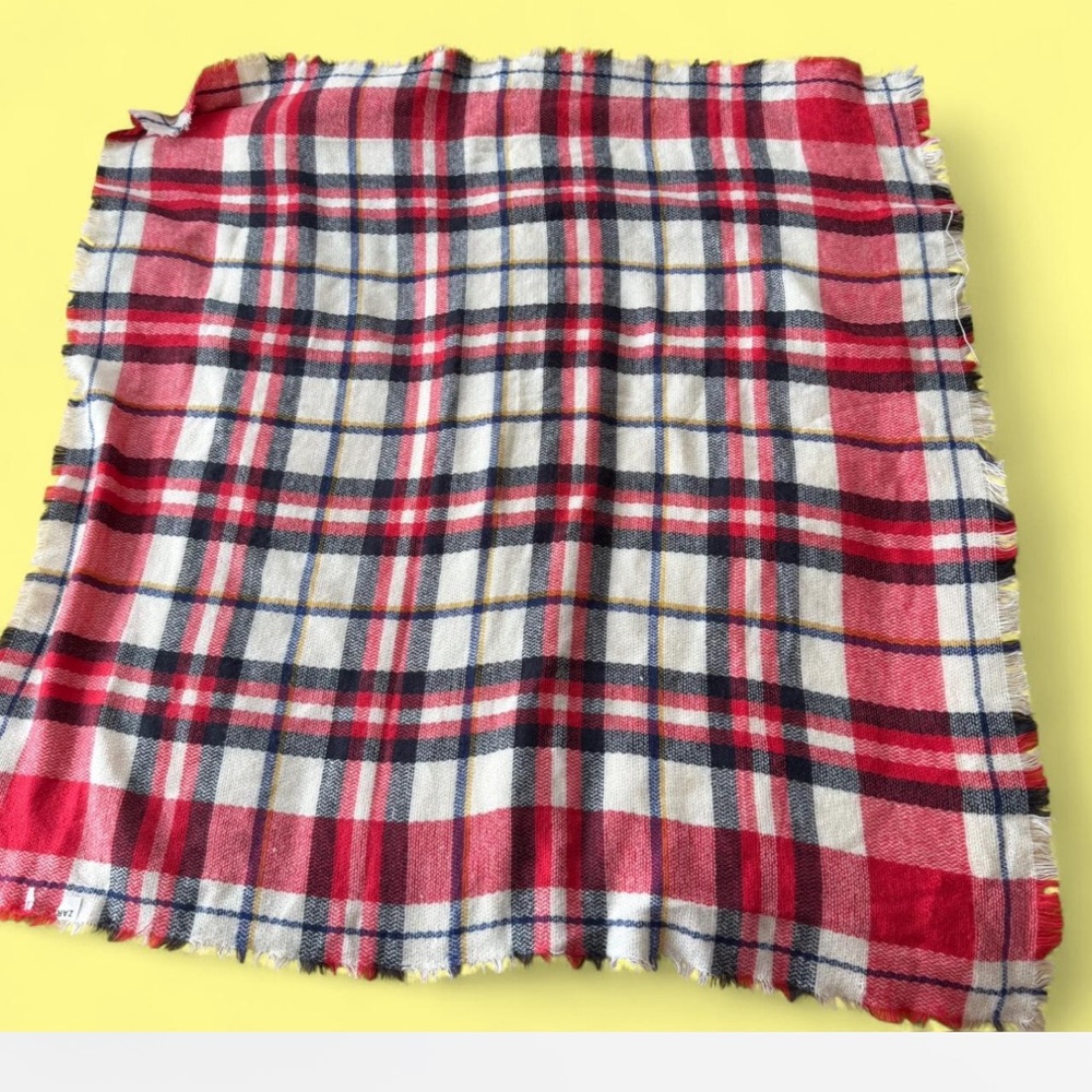 Zara Plaid Red and White Scarf